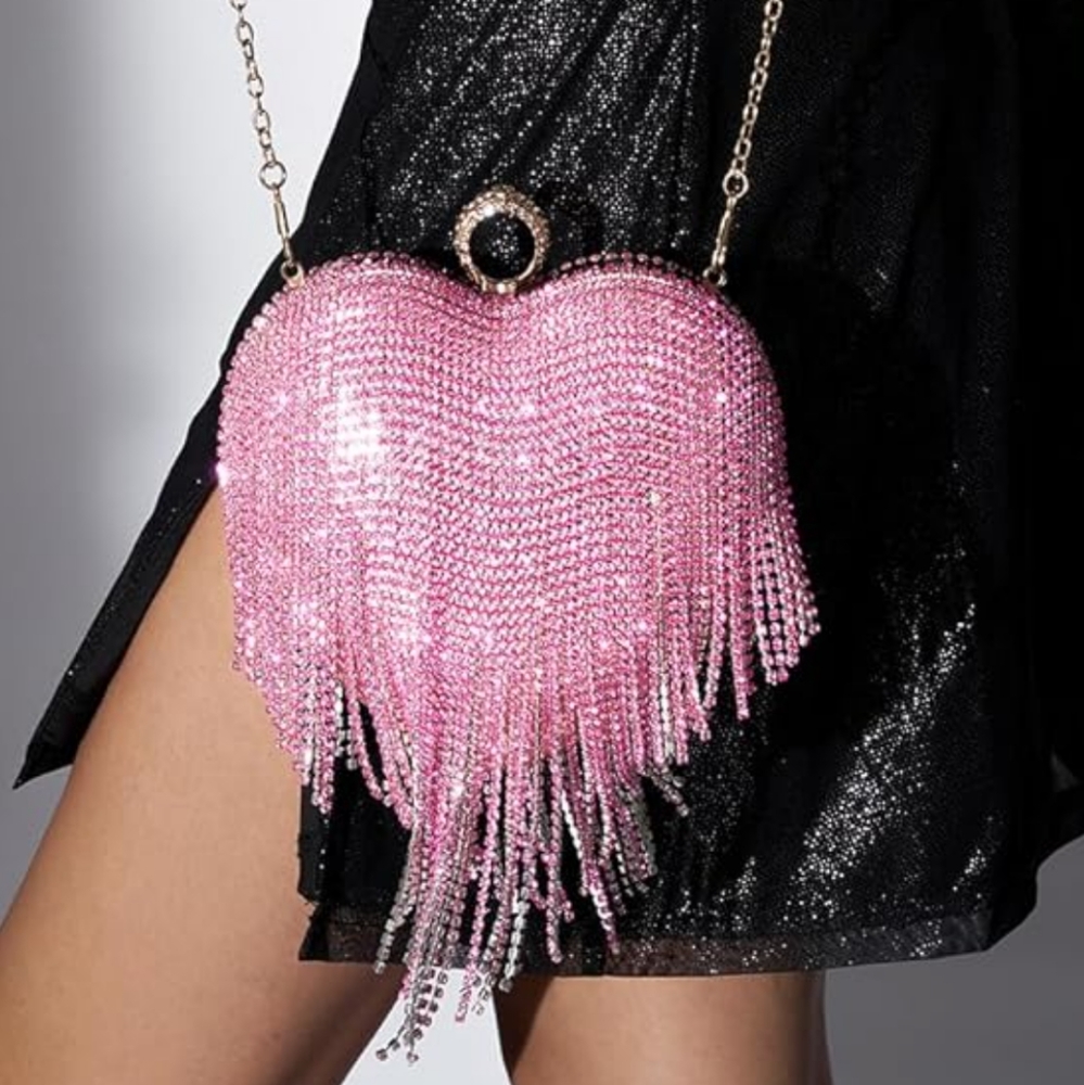 NWT Sparkling Bling Swarovski Rhinestone Barbie Heart Purse Halloween Co… - Picture 4 of 14